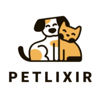 Logo of Petlixir with a dog and cat illustration on a white background