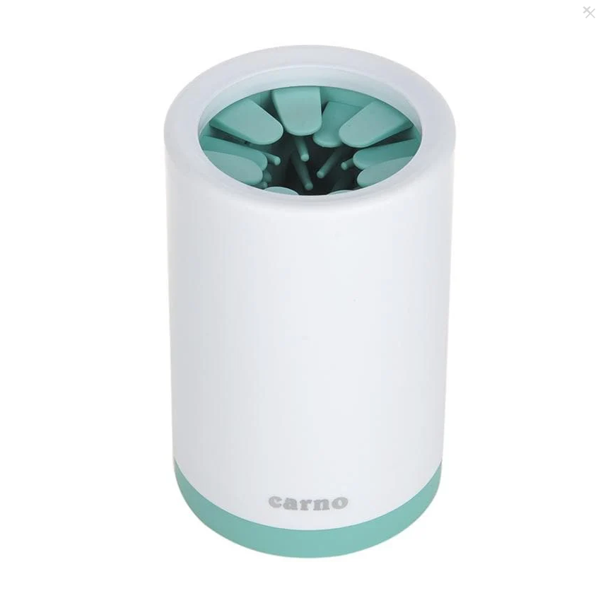 Pet paw cleaner with soft silicone bristles in white and aqua