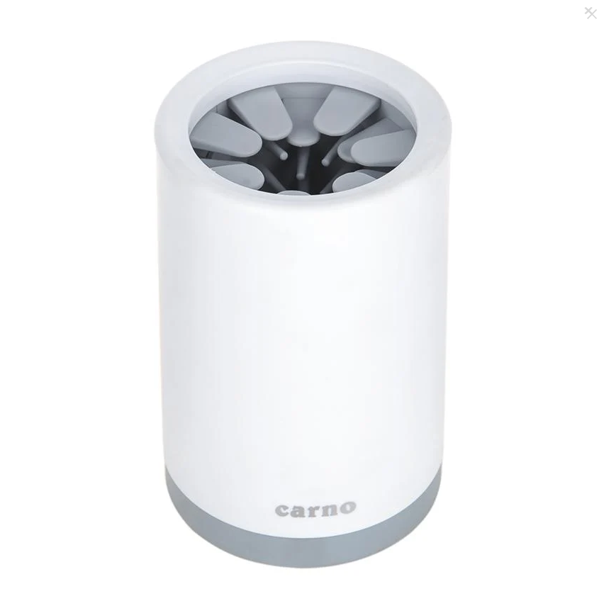 Pet paw cleaner with soft silicone bristles in white and gray