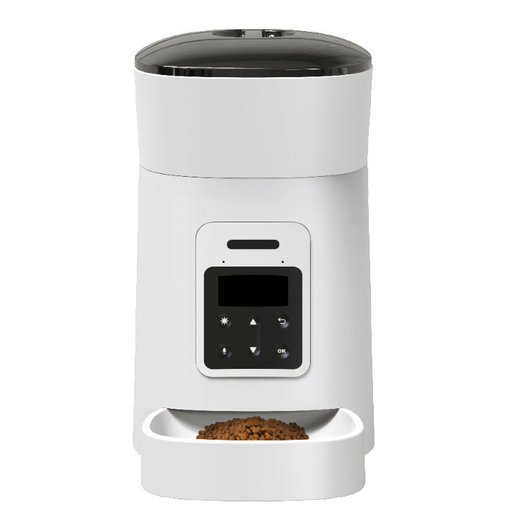 smart pet feeder dispensing dry food